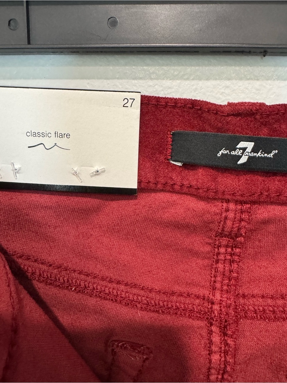 7 For All Mankind Classic Flare Jeans Womens 27 Red Velvet High Rise Ali NWT - Picture 8 of 16